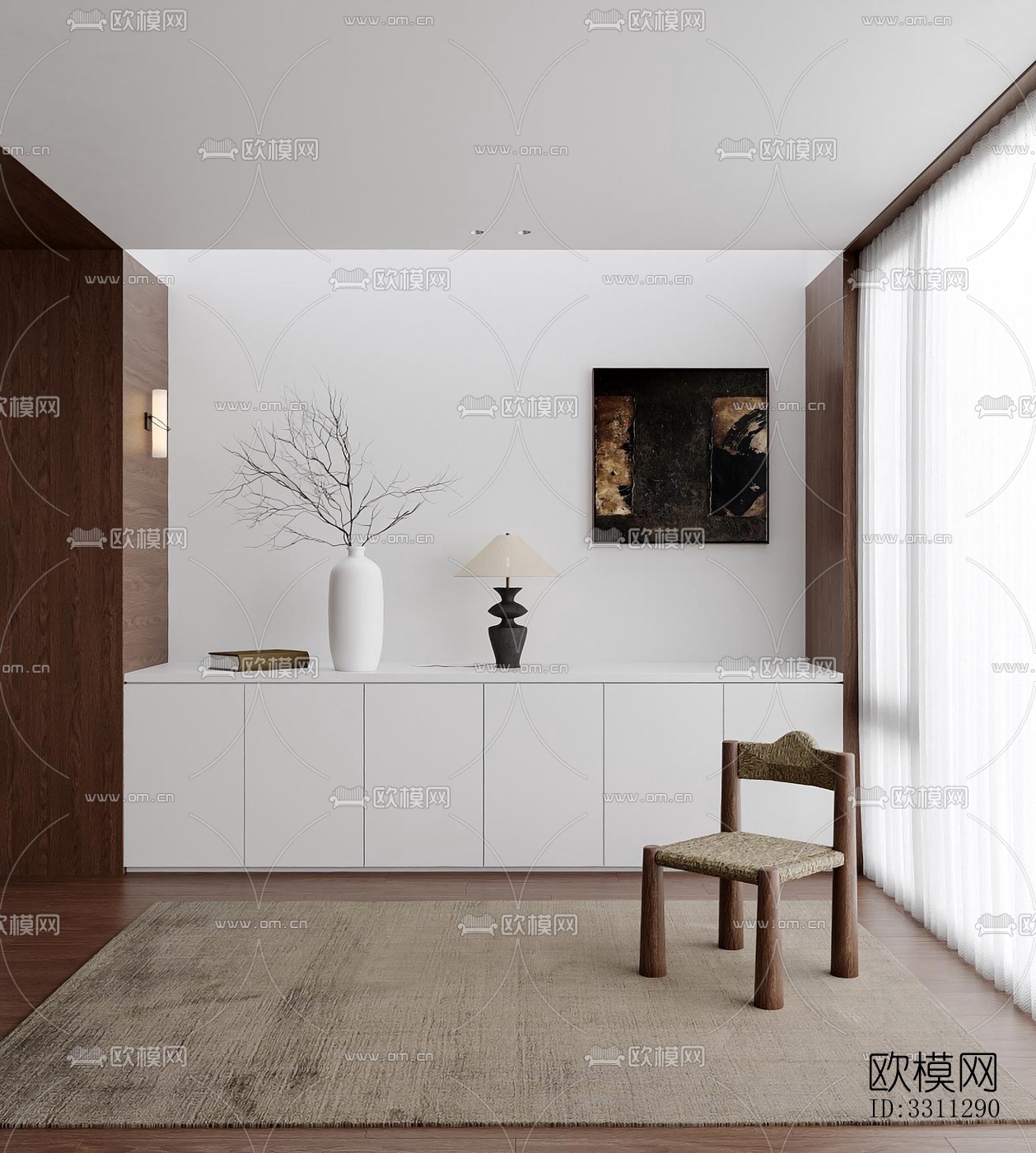 现代客餐厅效果图下载（渲染图1）