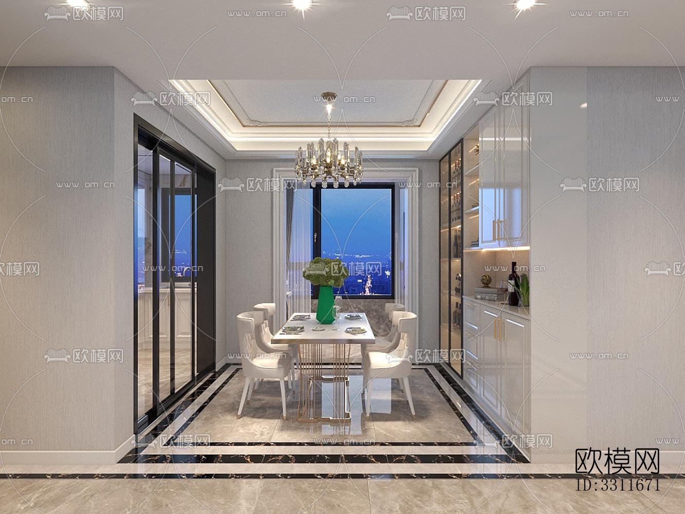 现代客餐厅效果图下载（渲染图2）