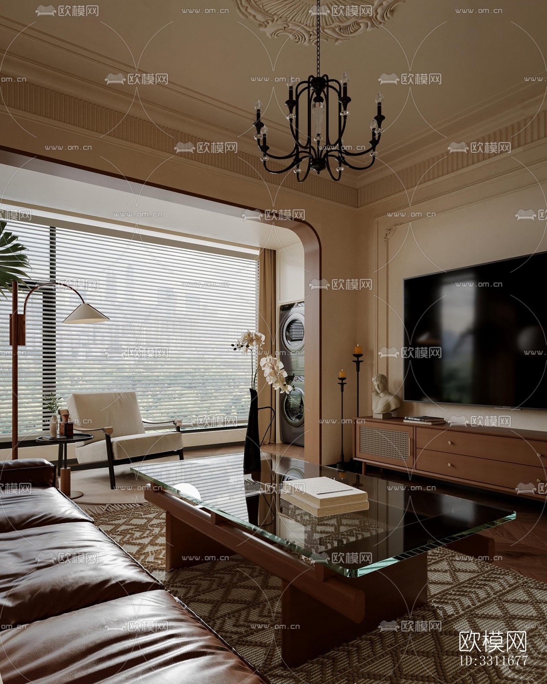 现代客餐厅效果图下载（渲染图1）