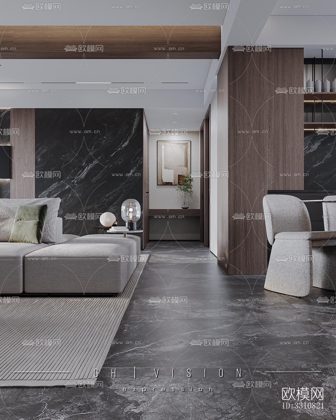 现代客餐厅效果图下载（渲染图4）