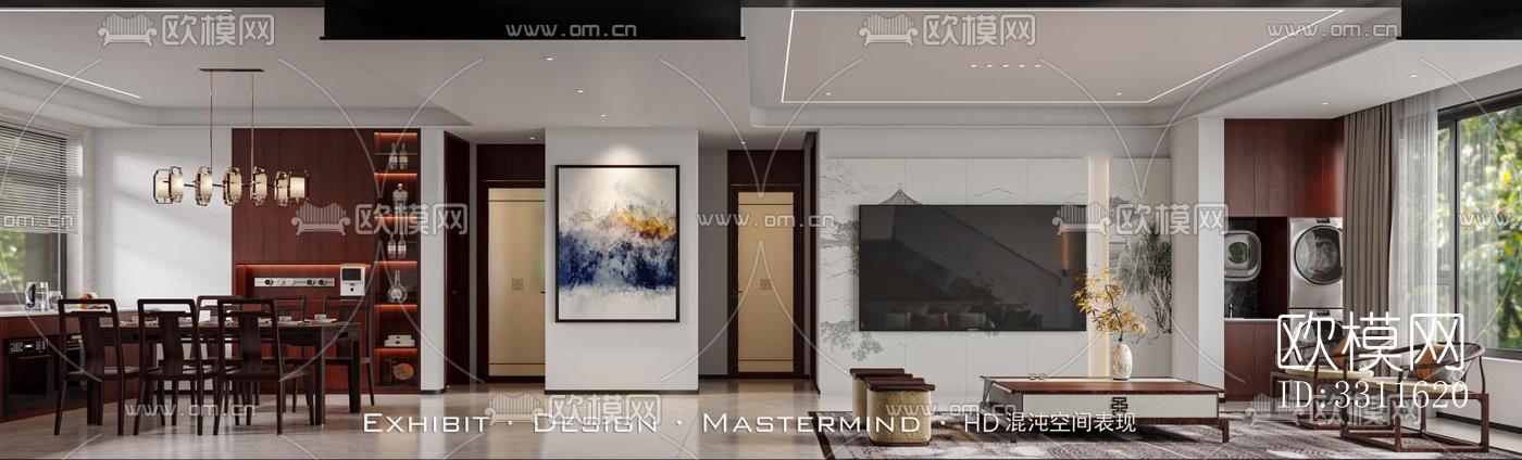 现代客餐厅效果图下载（渲染图8）