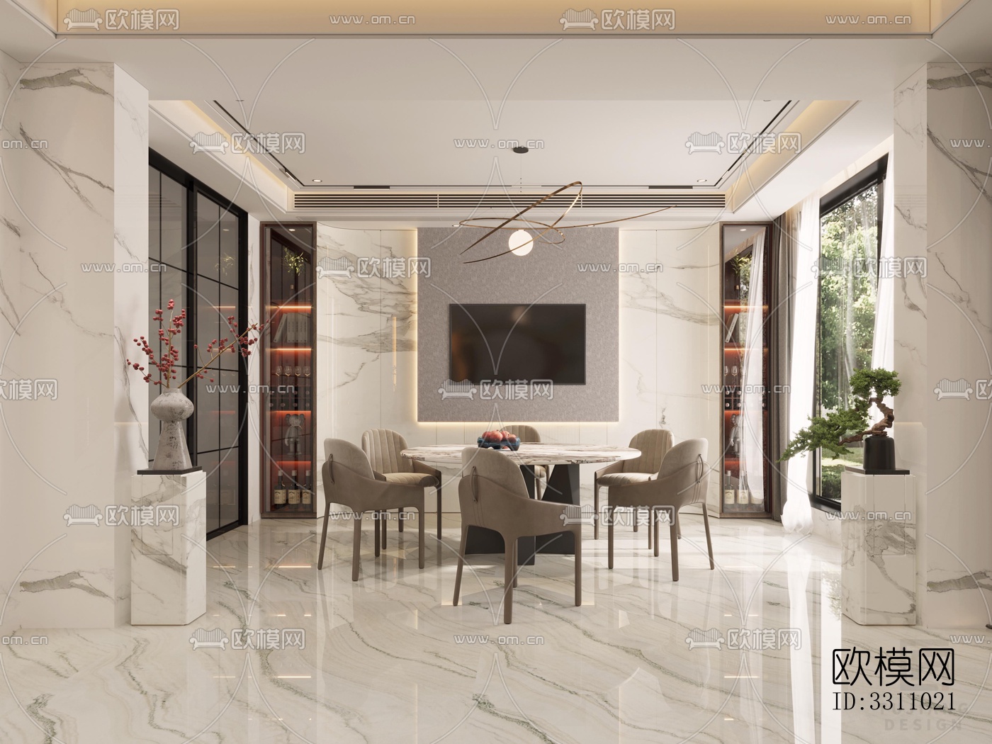 现代客餐厅效果图下载（渲染图3）