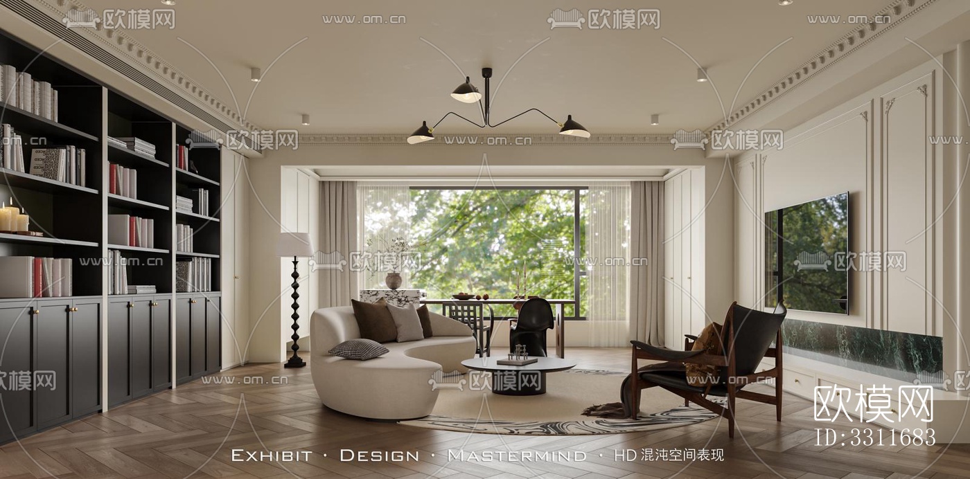 现代客餐厅效果图下载（渲染图4）