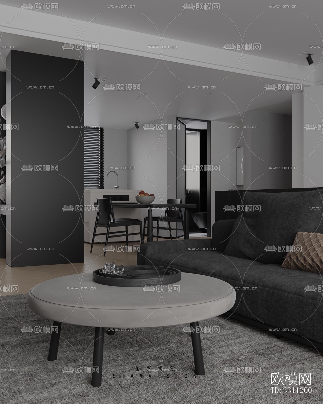 现代客餐厅效果图下载（渲染图9）