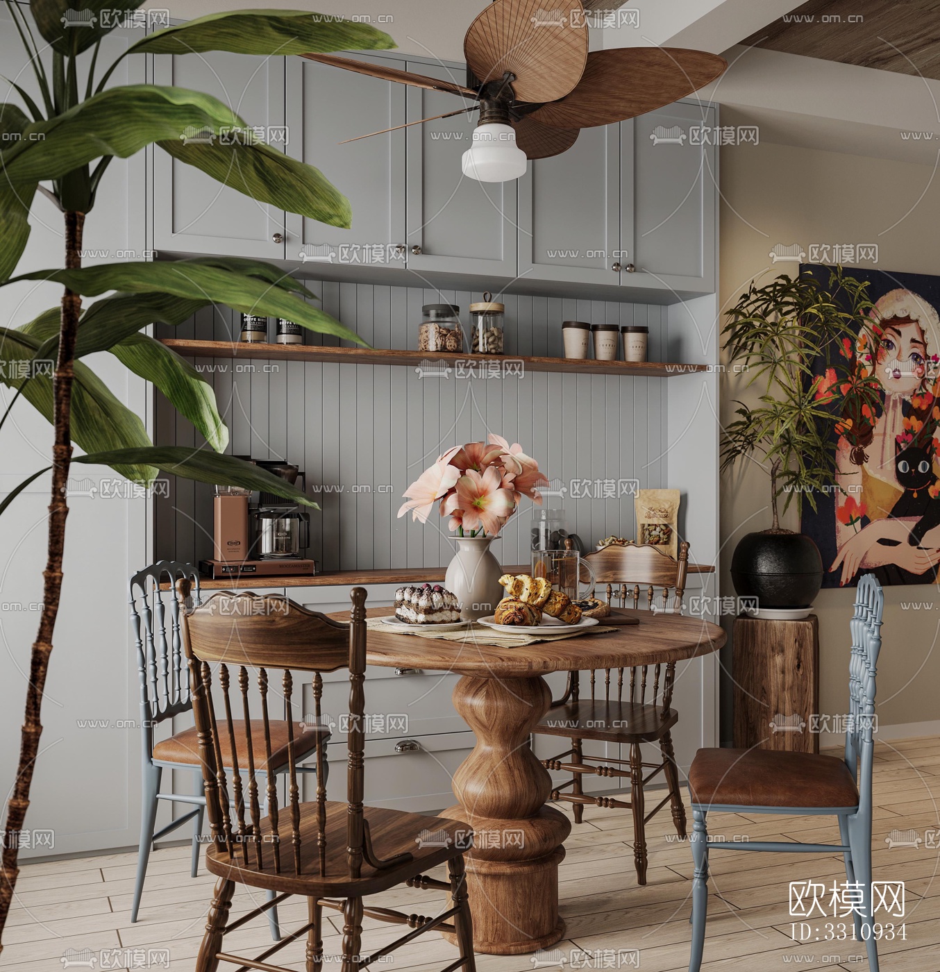 现代客餐厅效果图下载（渲染图6）