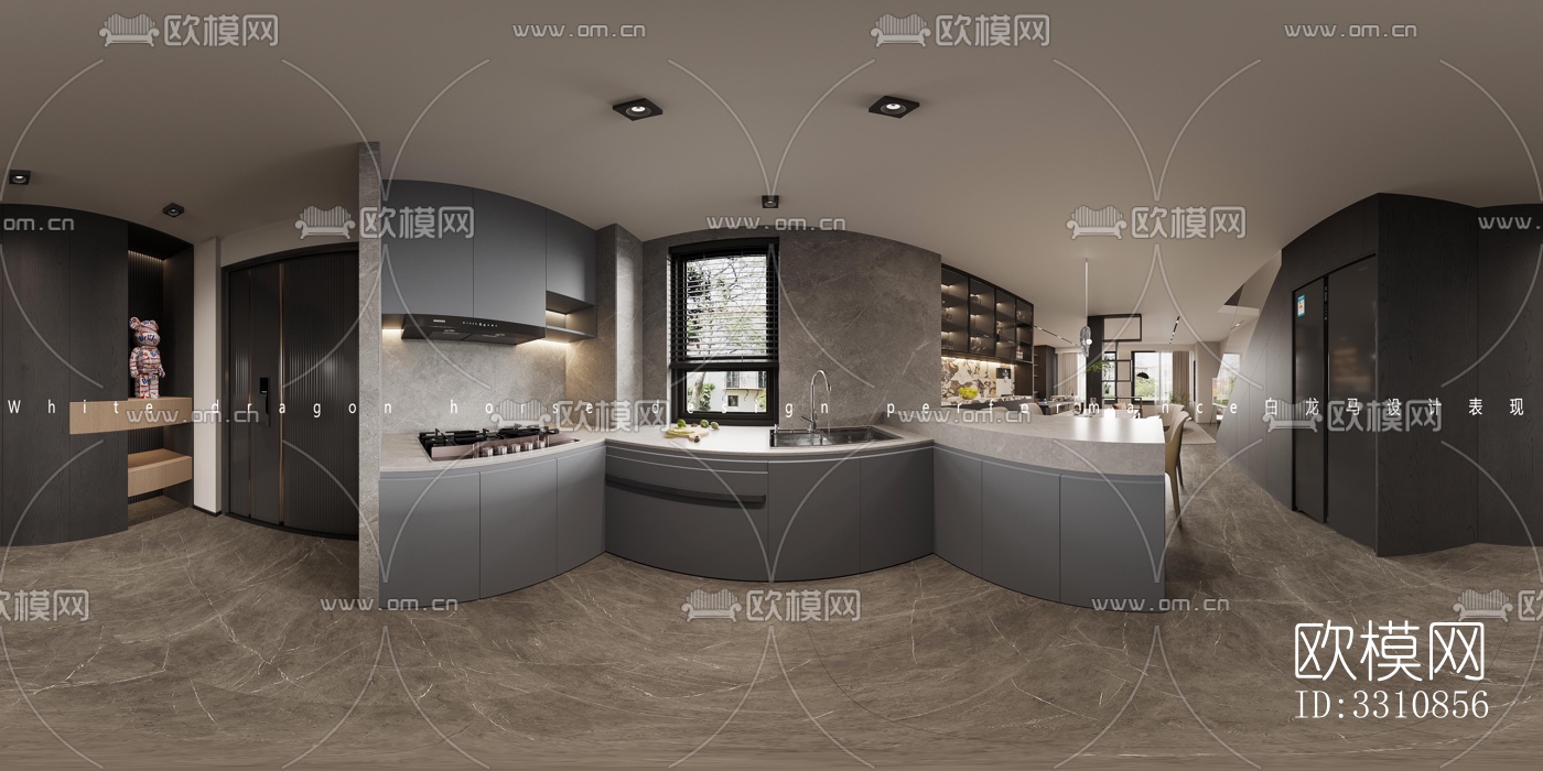 现代客餐厅效果图下载（渲染图2）