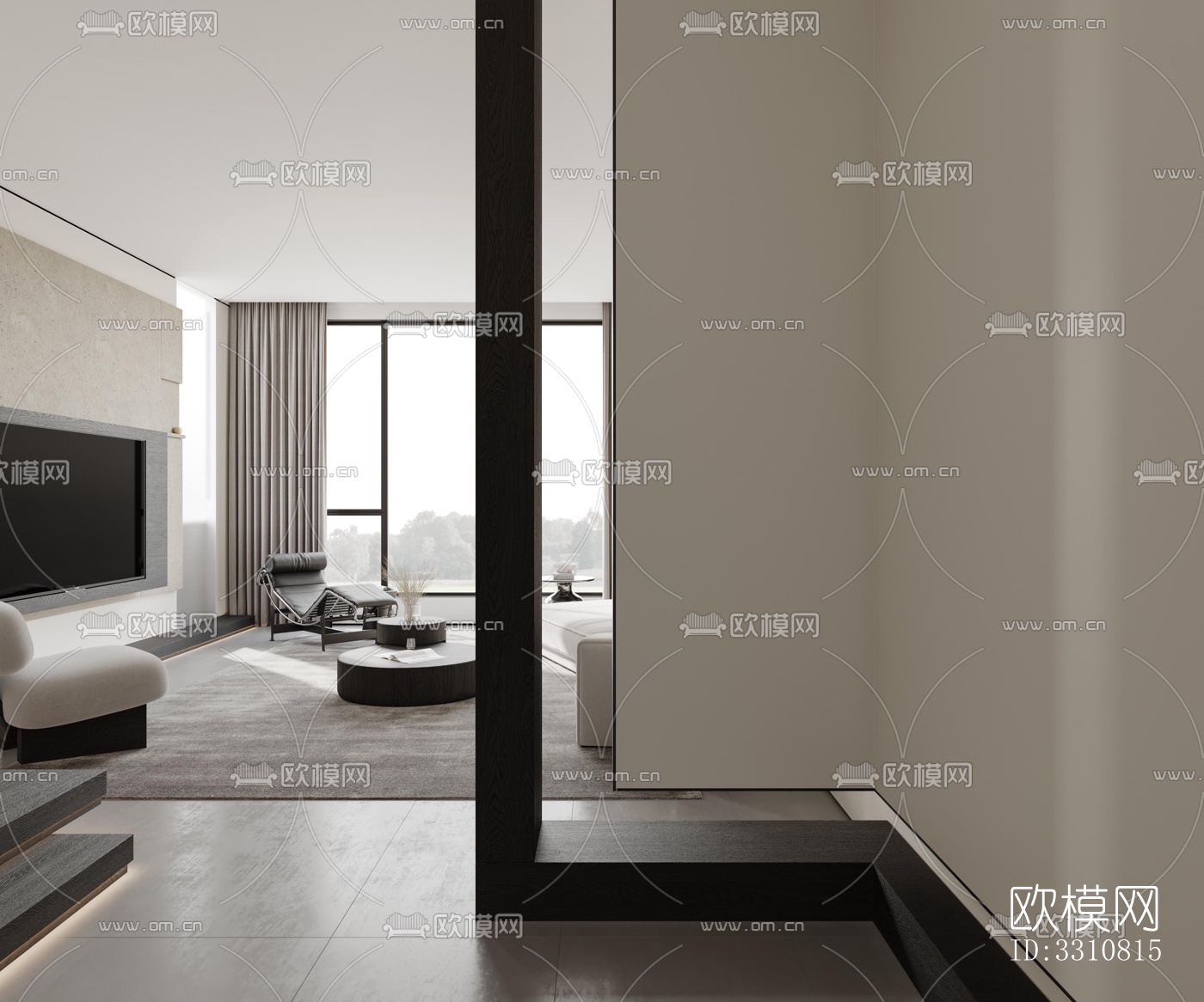 现代客餐厅效果图下载（渲染图2）