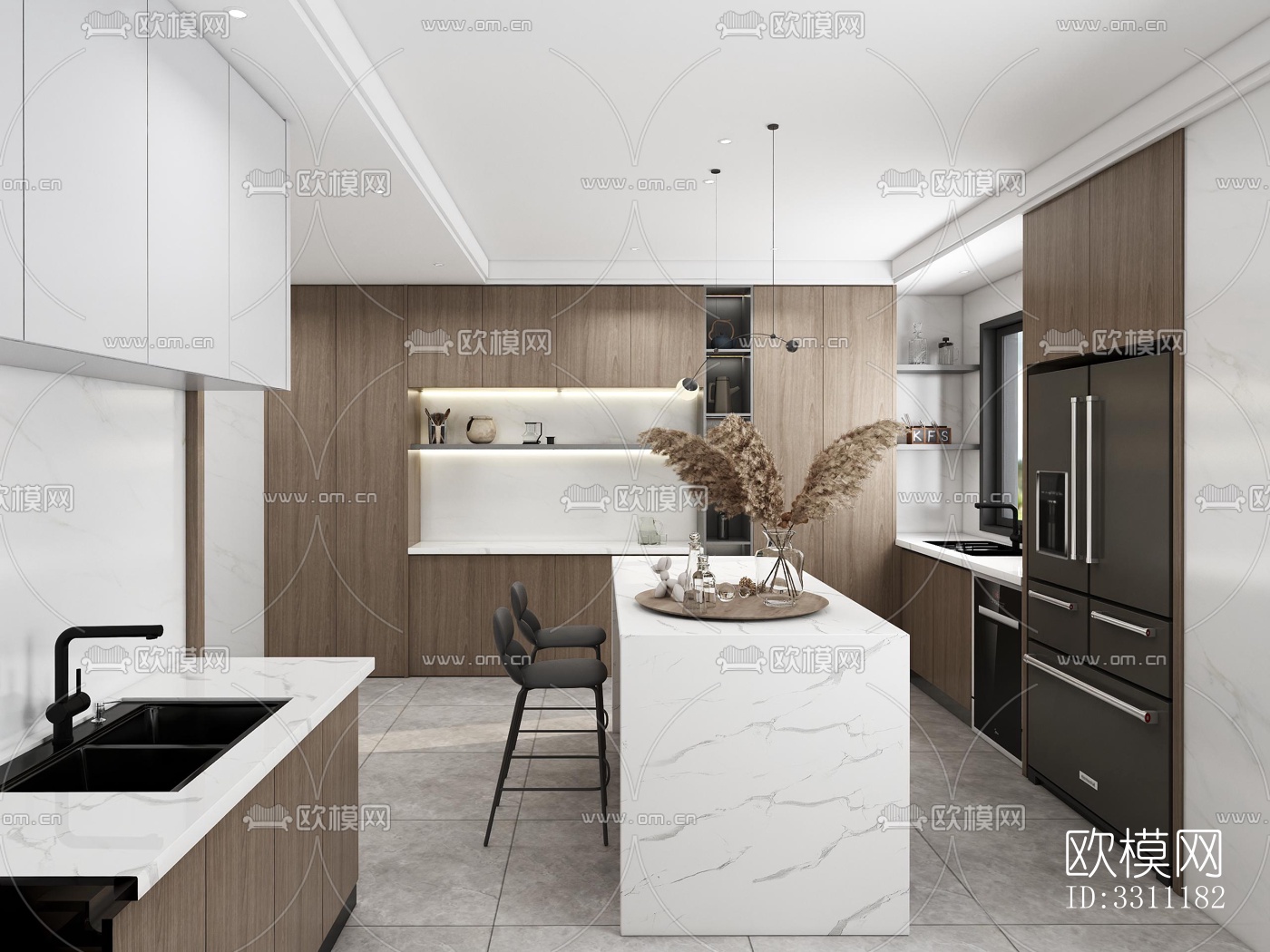 现代客餐厅效果图下载（渲染图6）