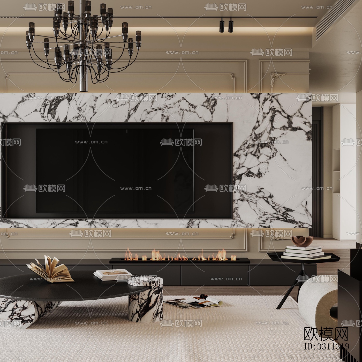 现代客餐厅效果图下载（渲染图2）