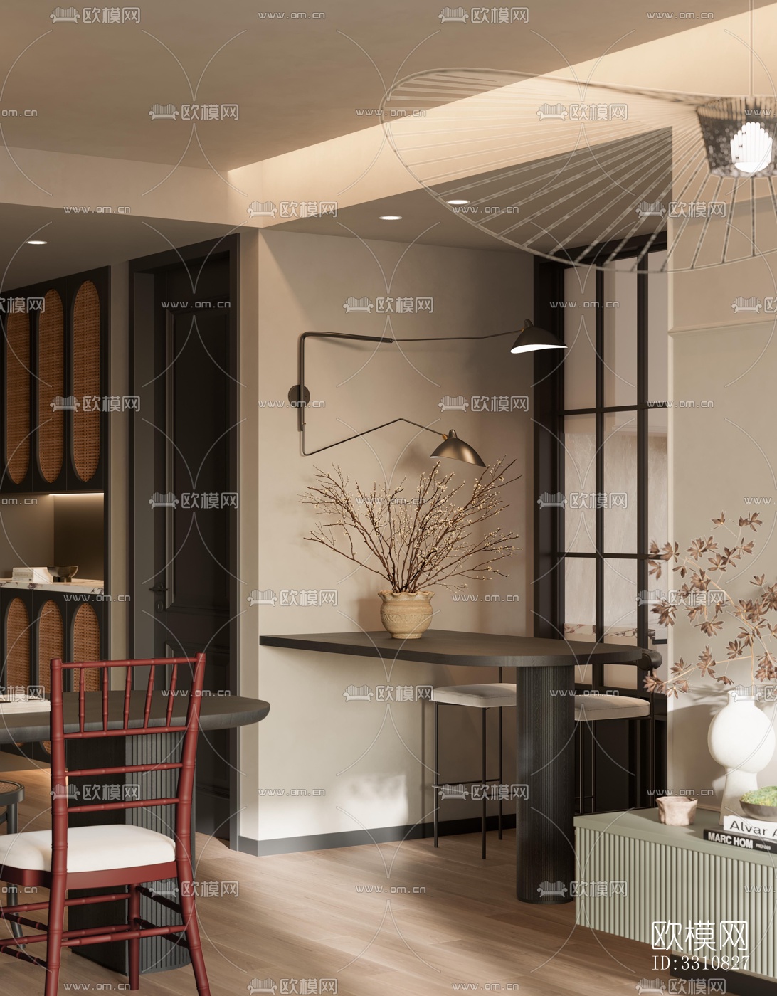 现代客餐厅效果图下载（渲染图5）