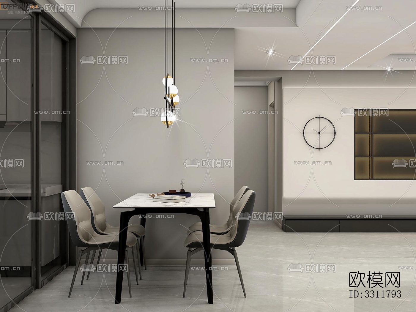 现代客餐厅效果图下载（渲染图2）