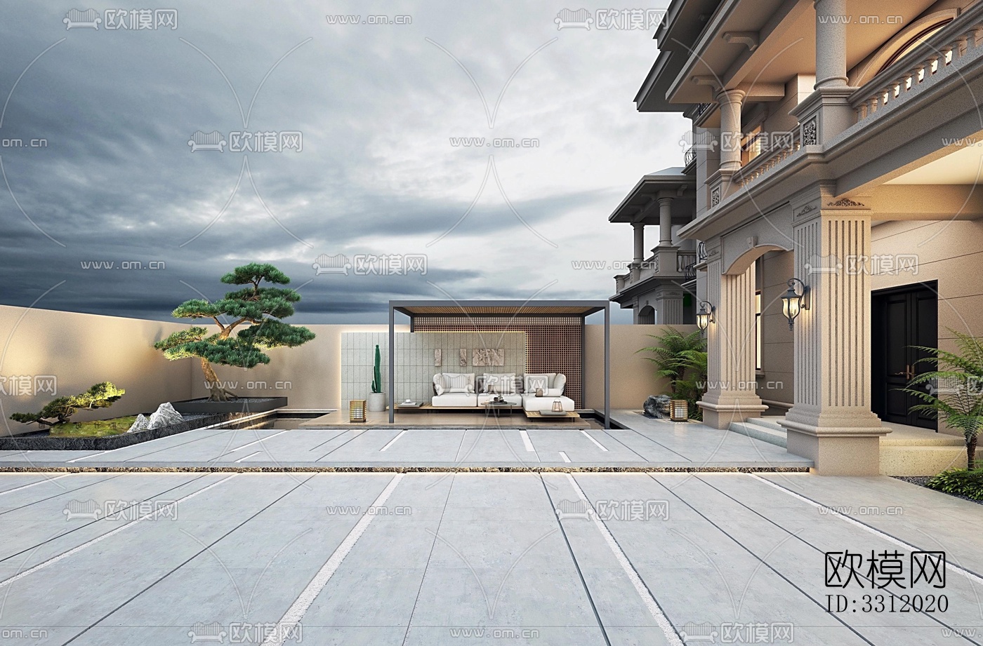 现代阳台花园效果图下载（渲染图7）