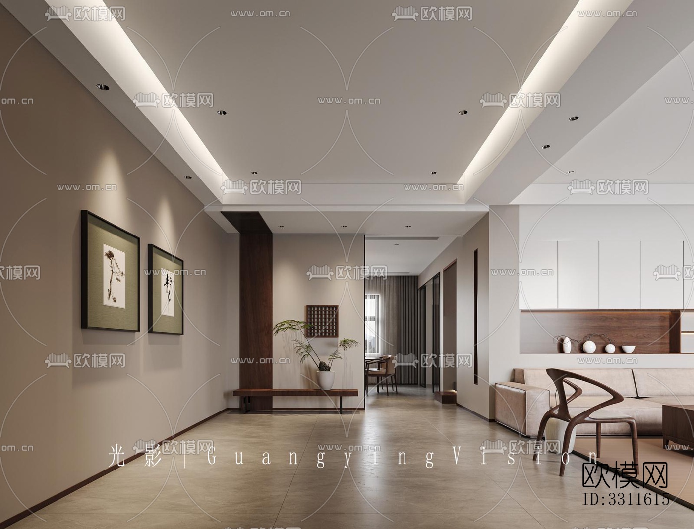 现代客餐厅效果图下载（渲染图6）