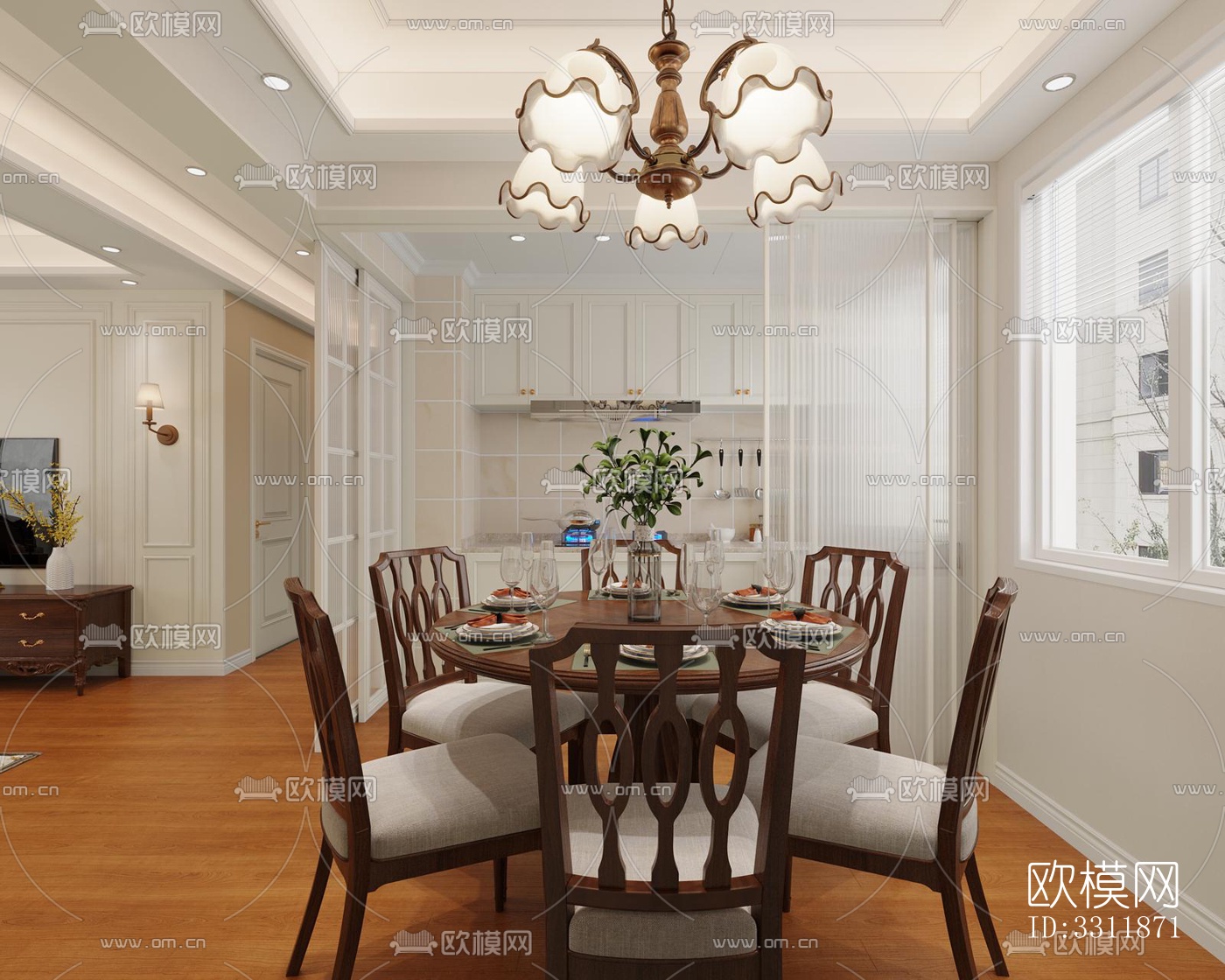 现代客餐厅效果图下载（渲染图2）