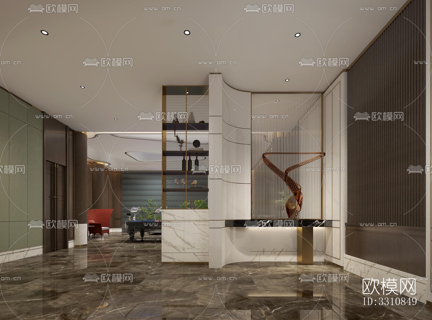 现代客餐厅效果图下载（渲染图1）