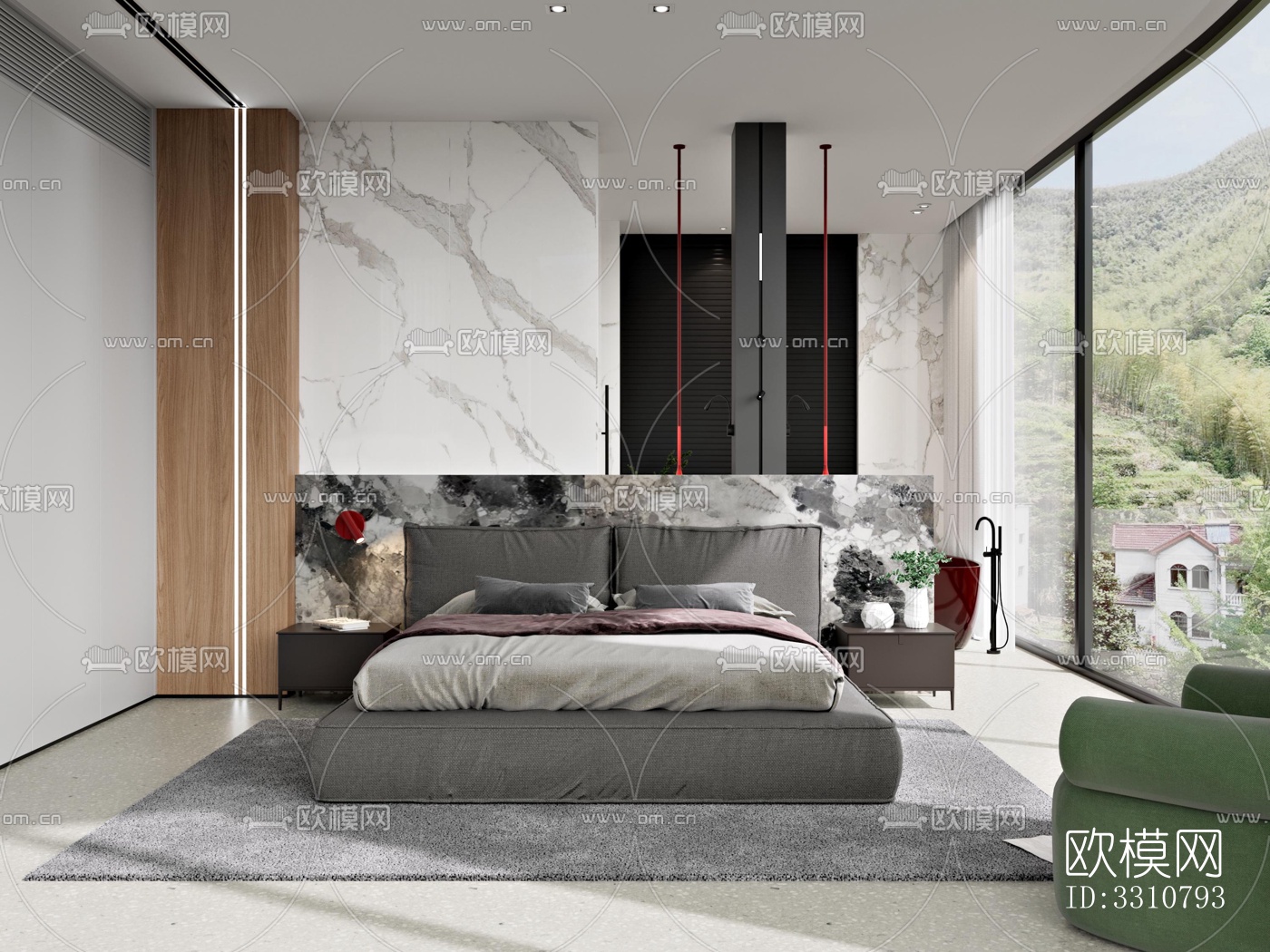 现代卧室效果图下载（渲染图3）