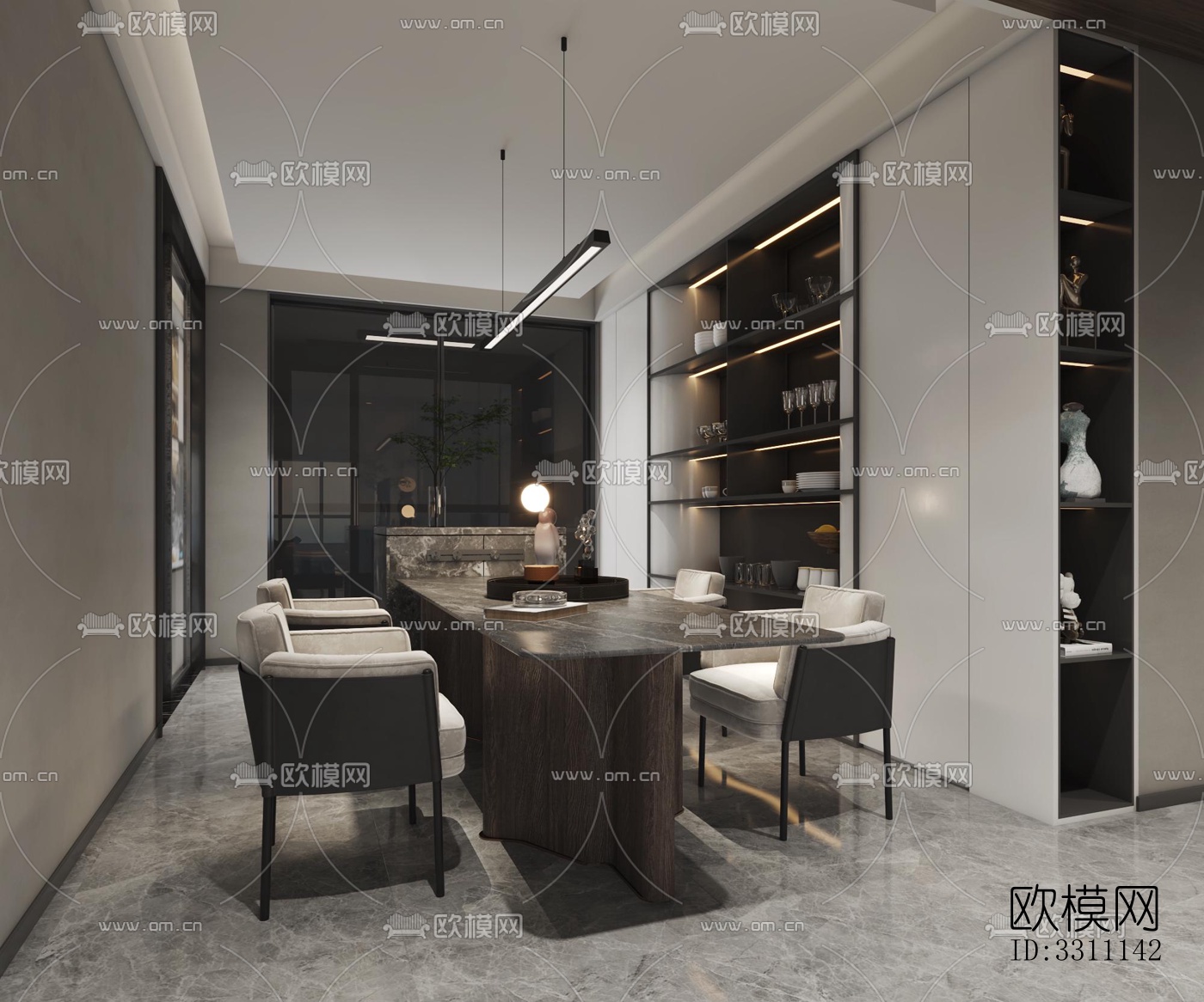 现代客餐厅效果图下载（渲染图2）