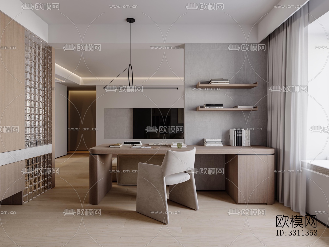 现代客餐厅效果图下载（渲染图6）