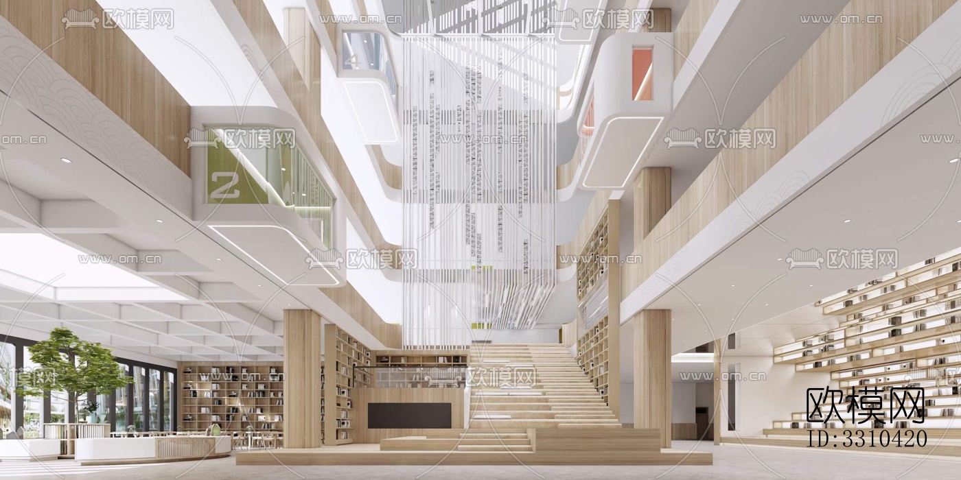 现代图书馆效果图下载（渲染图2）
