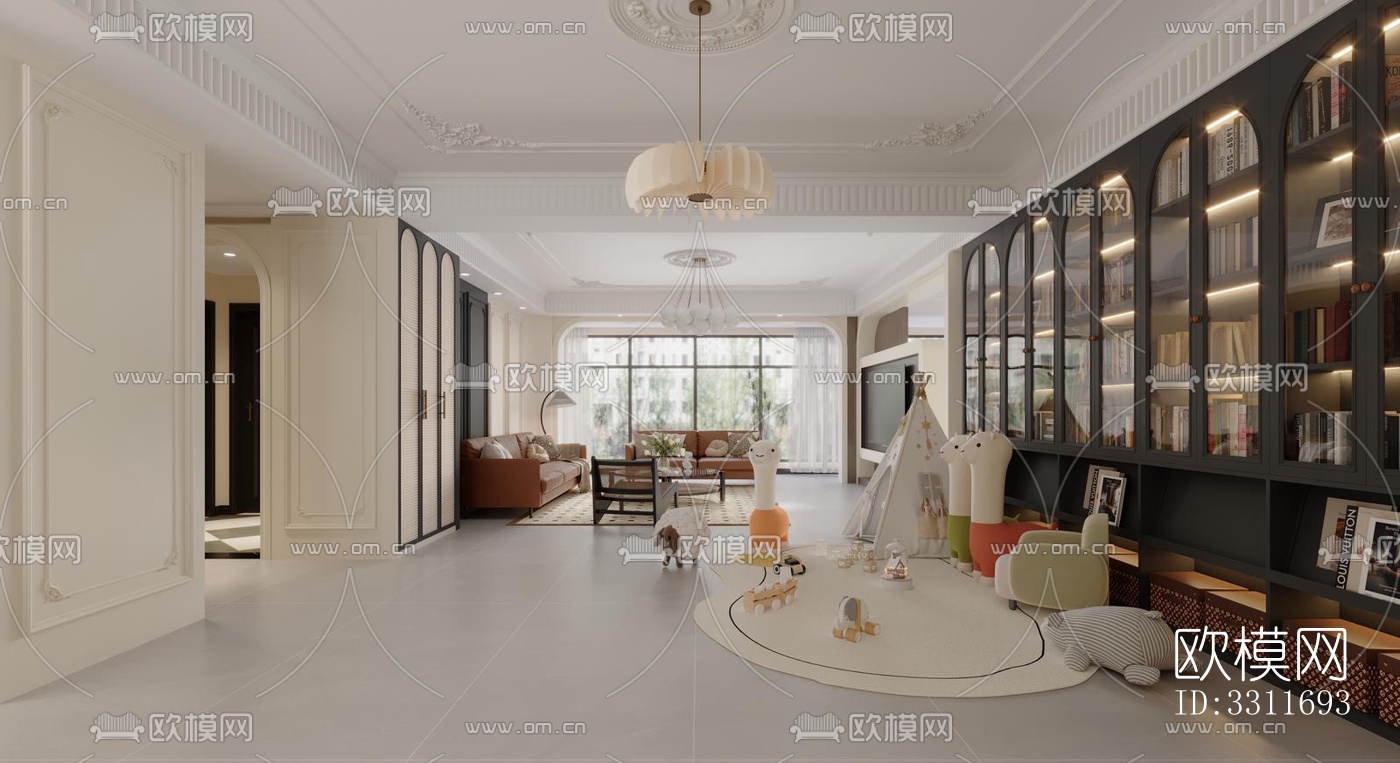 现代客餐厅效果图下载（渲染图4）