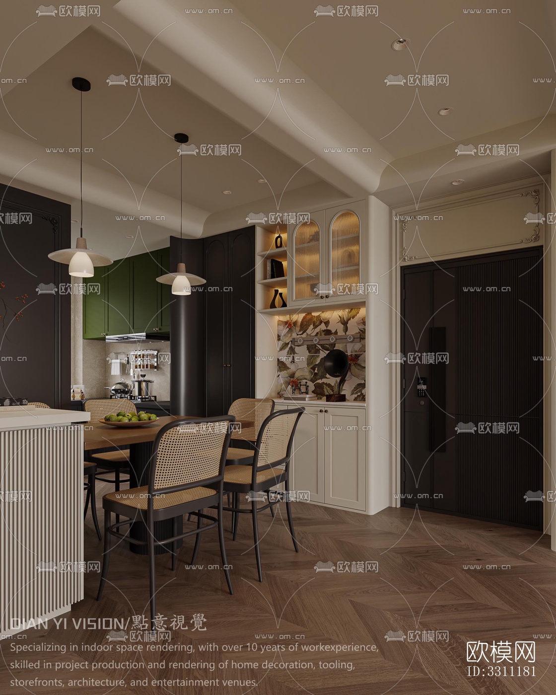 现代客餐厅效果图下载（渲染图6）