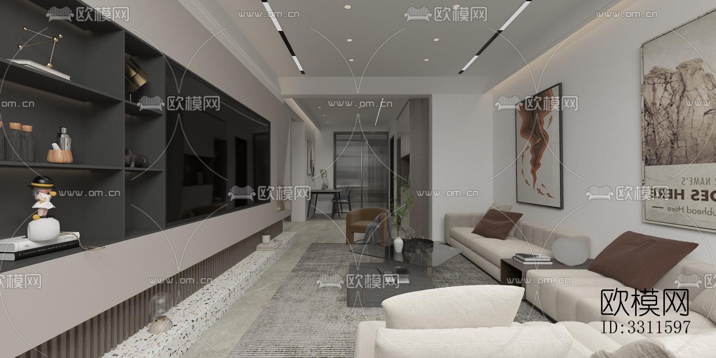 现代客餐厅效果图下载（渲染图3）