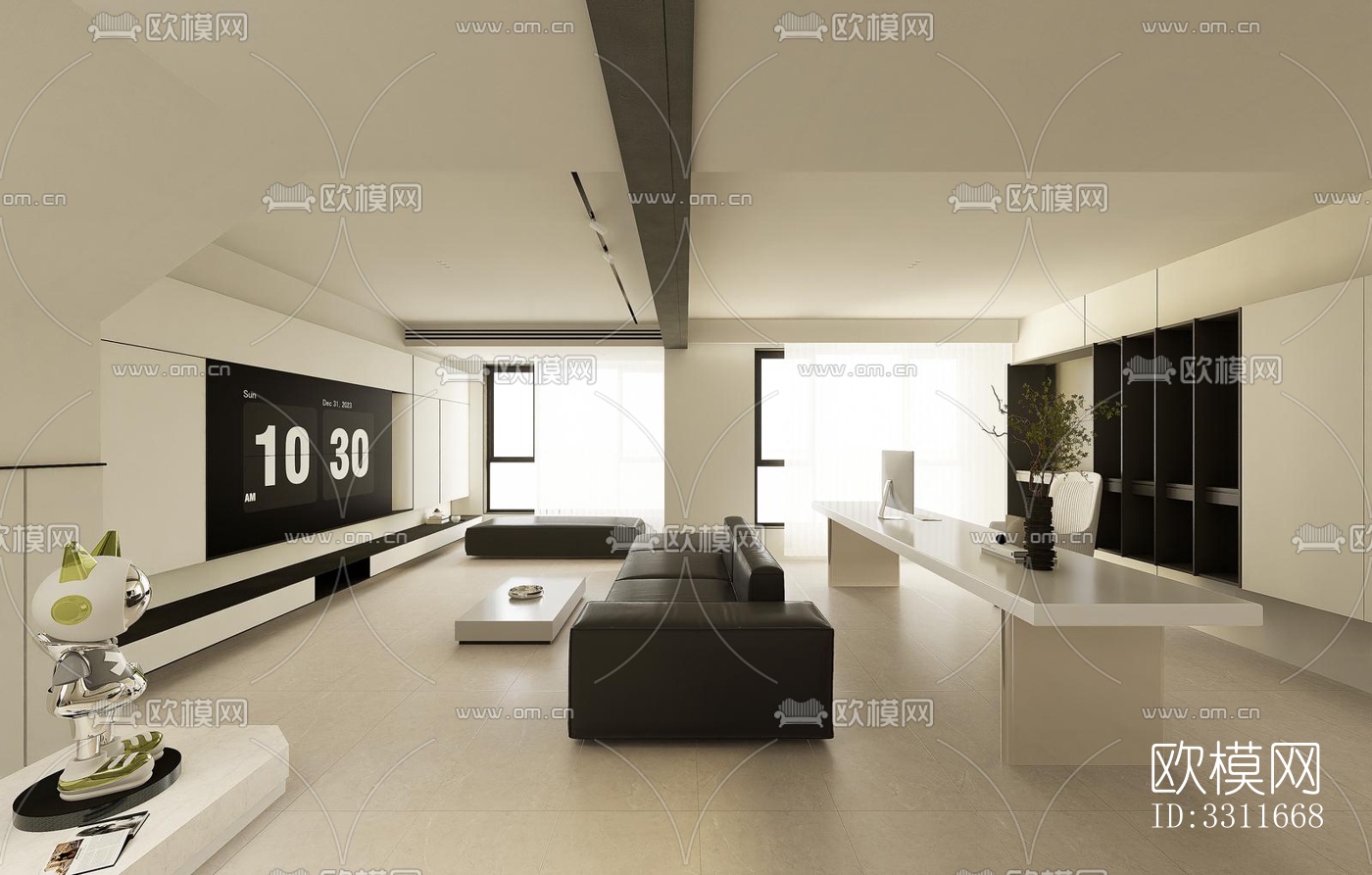 现代客餐厅效果图下载（渲染图3）