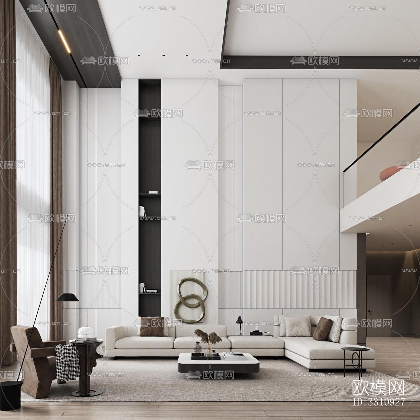 现代客餐厅效果图下载（渲染图1）