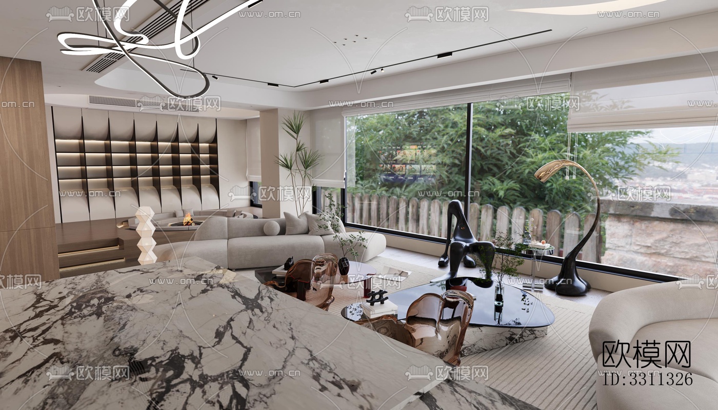 现代客餐厅效果图下载（渲染图14）