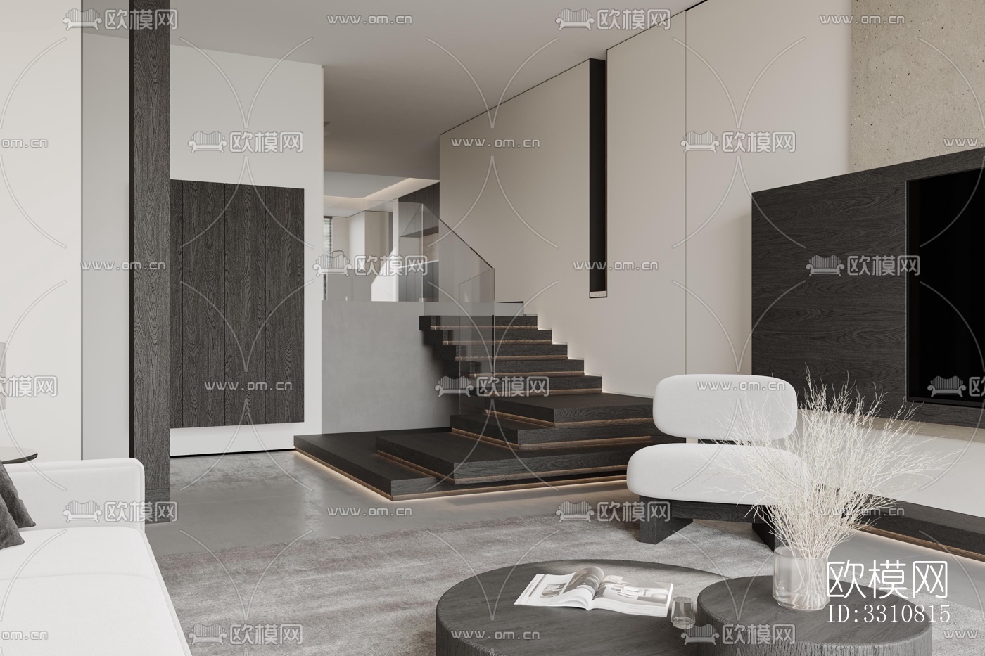 现代客餐厅效果图下载（渲染图1）