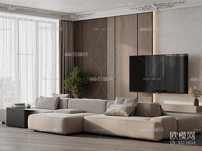 现代客餐厅效果图下载（渲染图8）