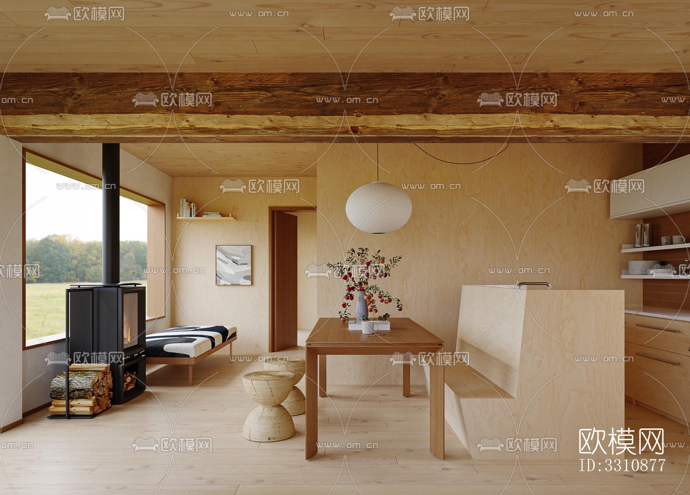 现代客餐厅效果图下载（渲染图2）