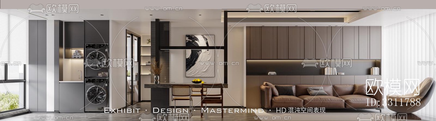 现代客餐厅效果图下载（渲染图4）