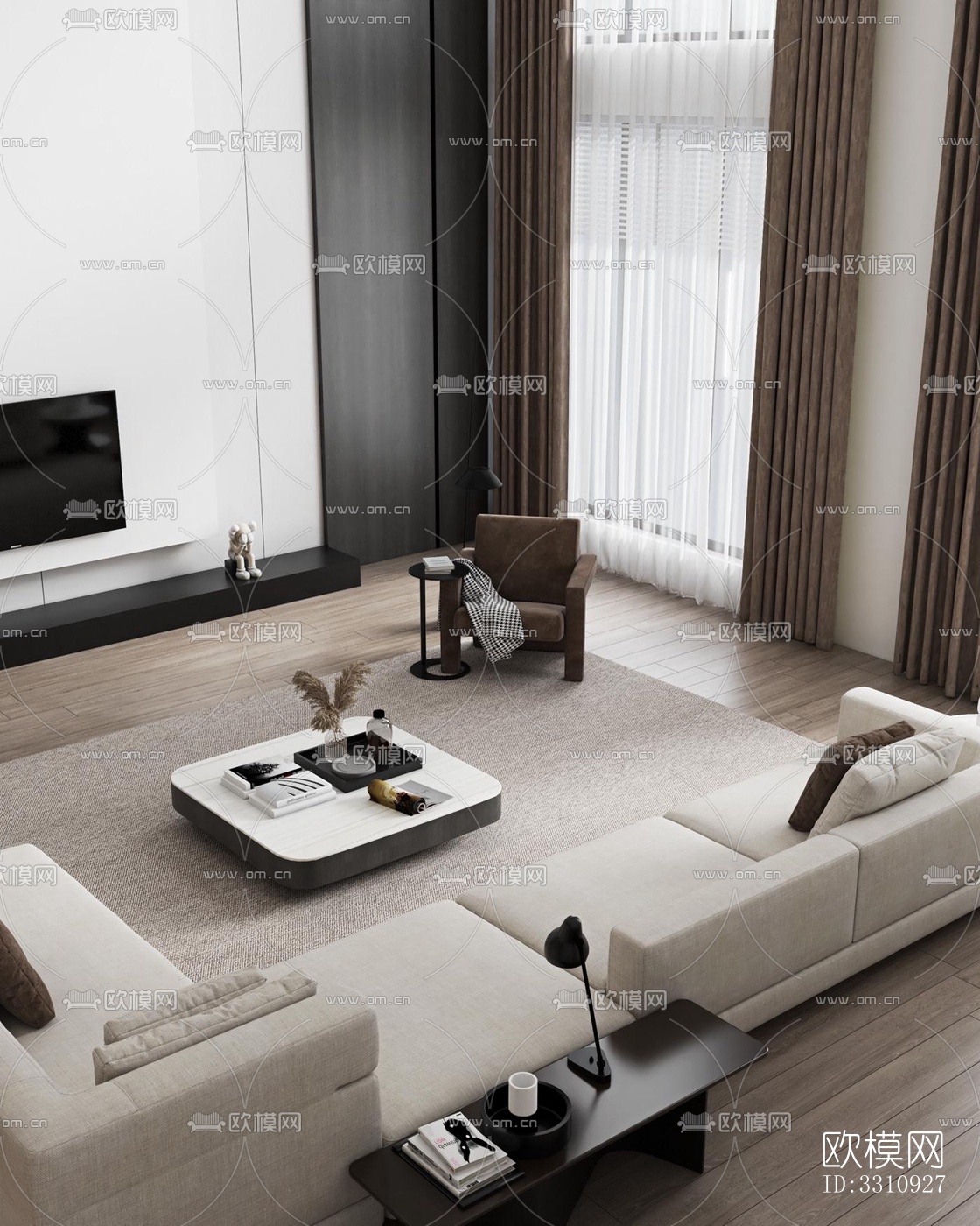 现代客餐厅效果图下载（渲染图13）