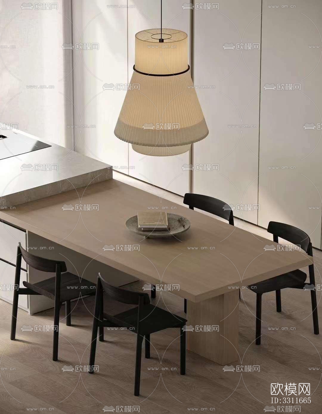 现代客餐厅效果图下载（渲染图1）