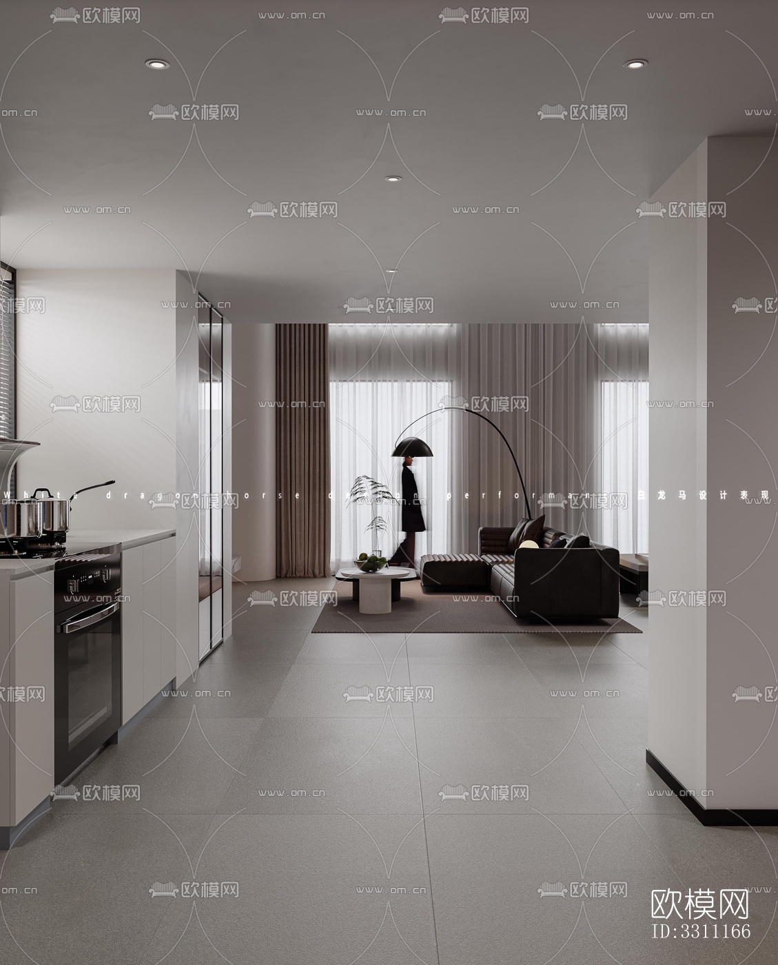 现代客餐厅效果图下载（渲染图7）