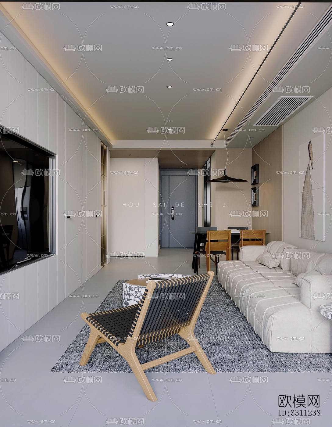 现代客餐厅效果图下载（渲染图11）