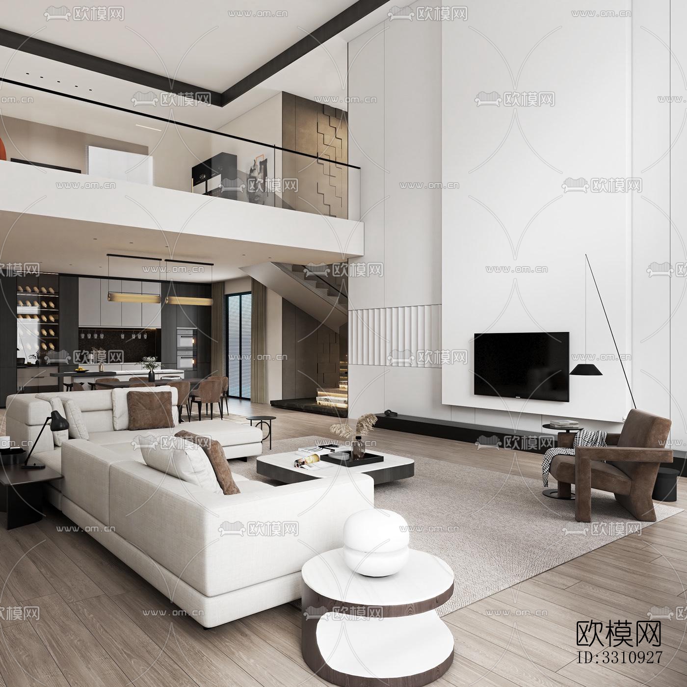 现代客餐厅效果图下载（渲染图16）