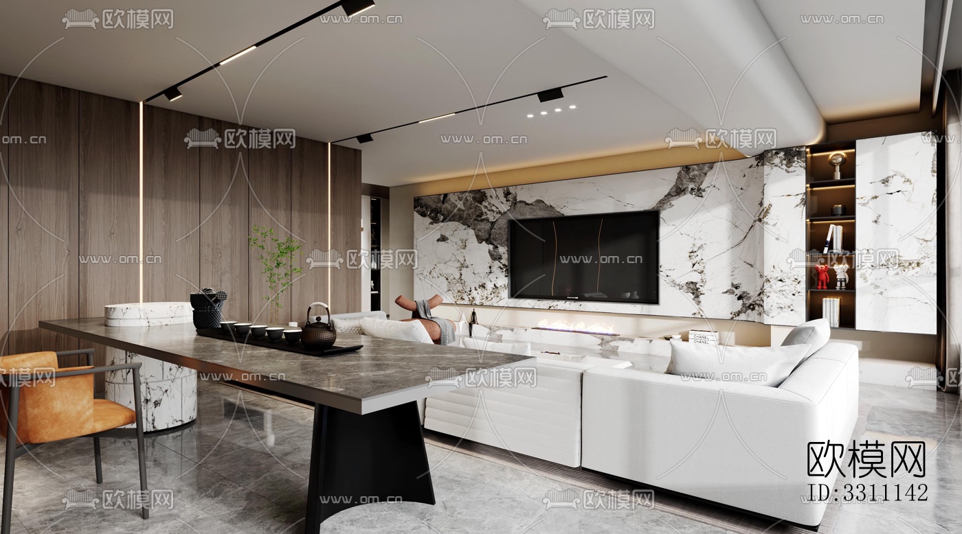 现代客餐厅效果图下载（渲染图5）