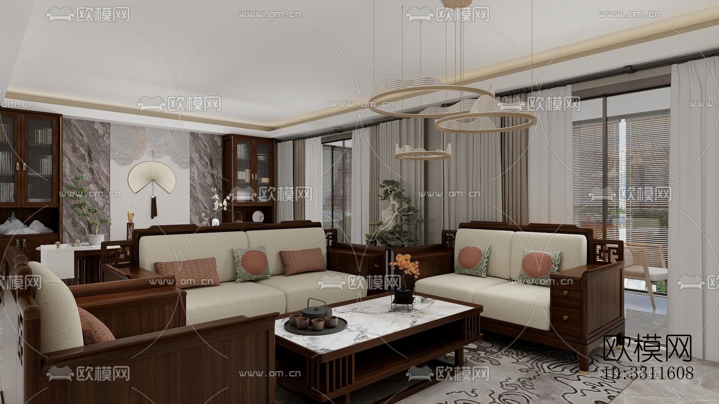 现代客餐厅效果图下载（渲染图4）