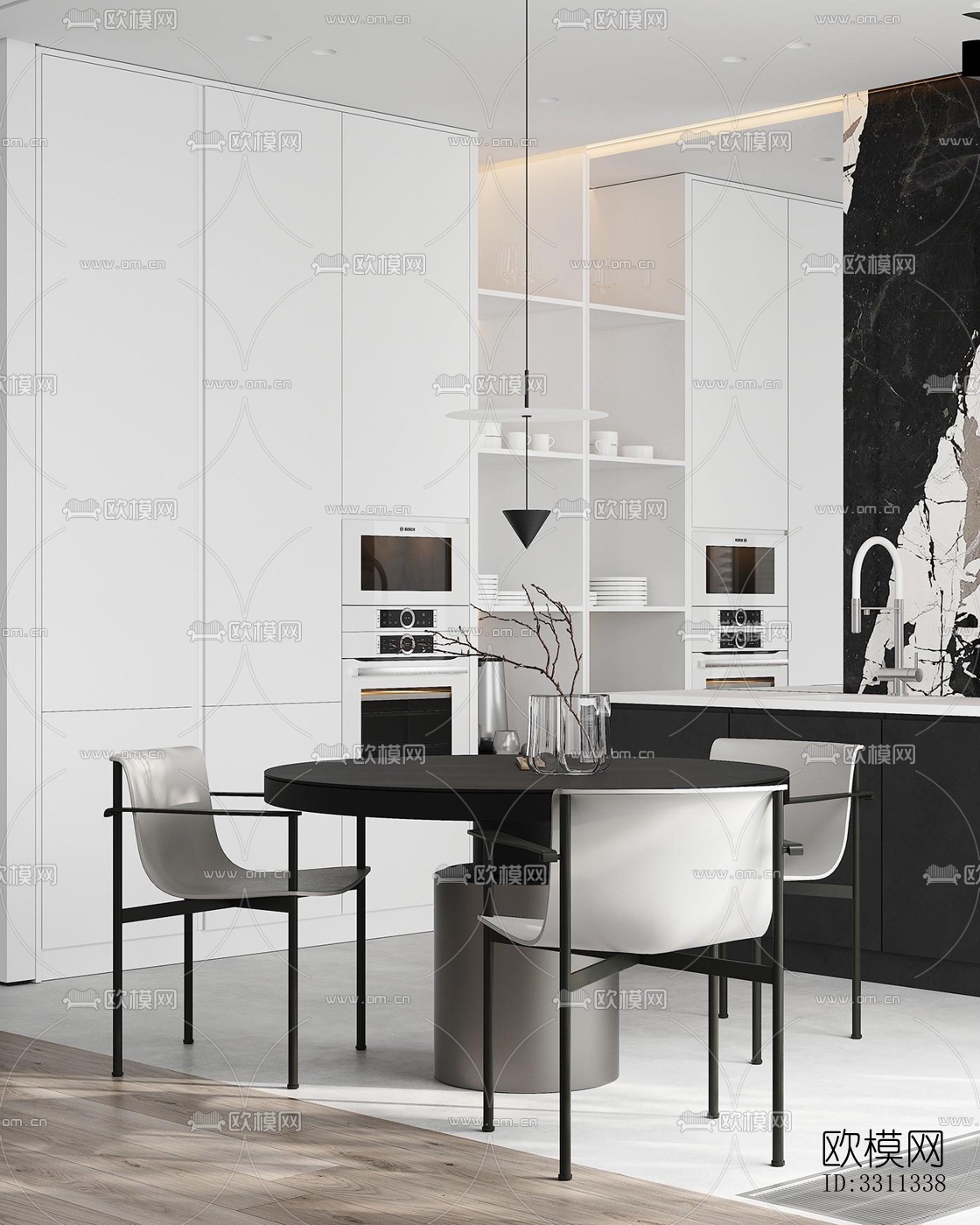 现代客餐厅效果图下载（渲染图12）