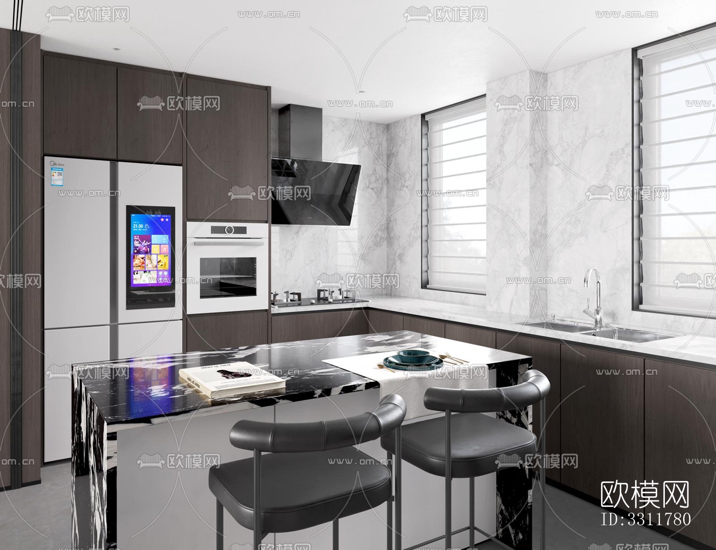 现代客餐厅效果图下载（渲染图3）