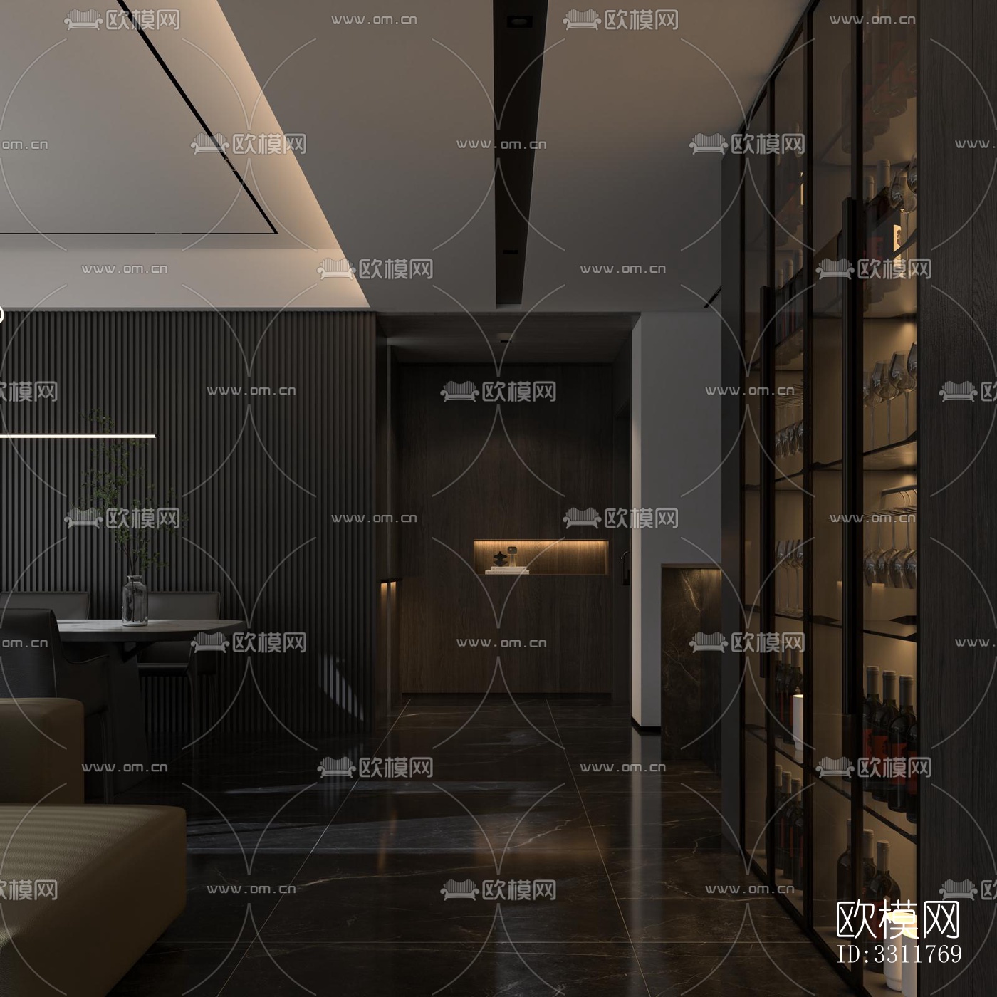 现代客餐厅效果图下载（渲染图2）