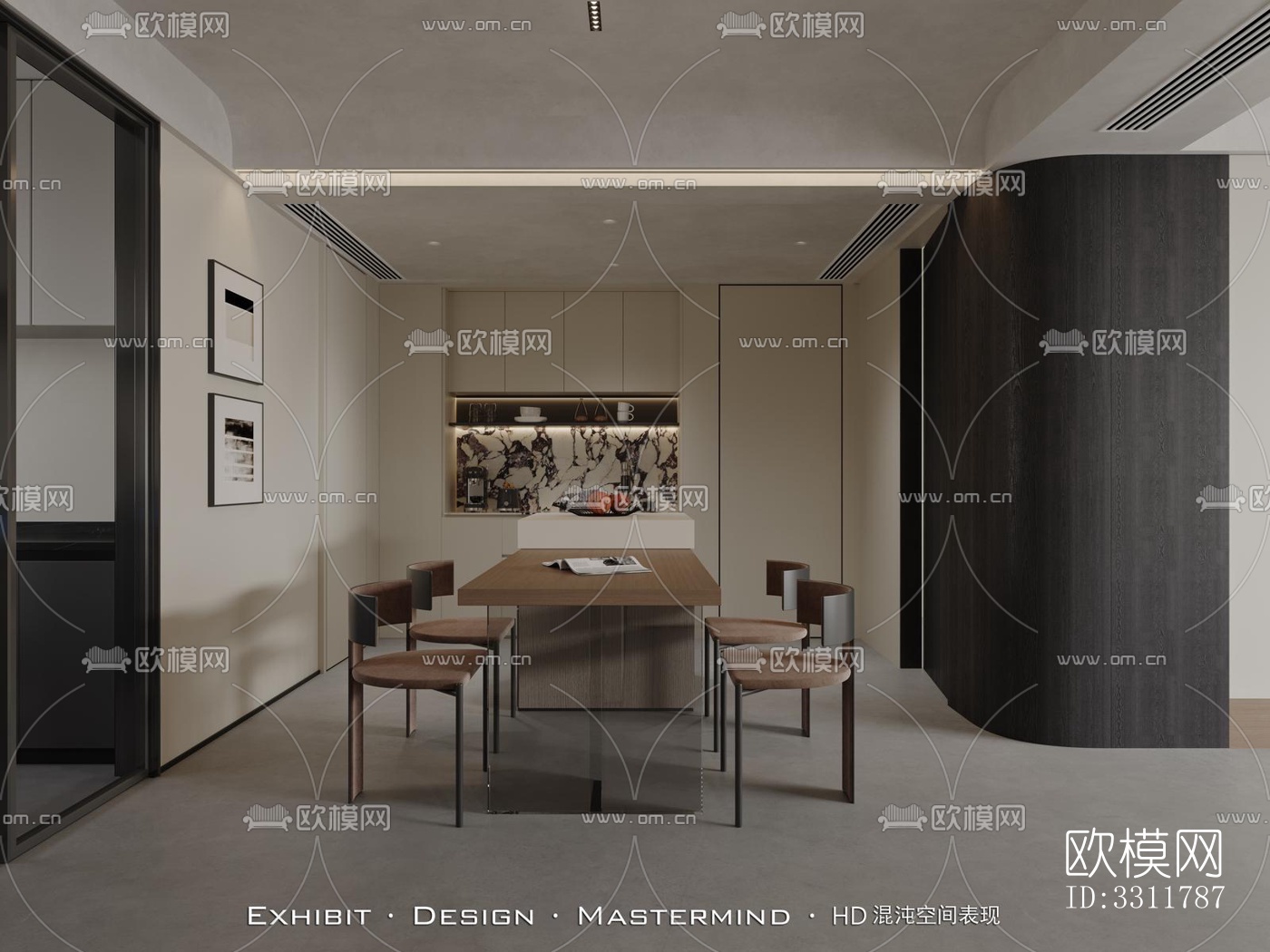 现代客餐厅效果图下载（渲染图5）