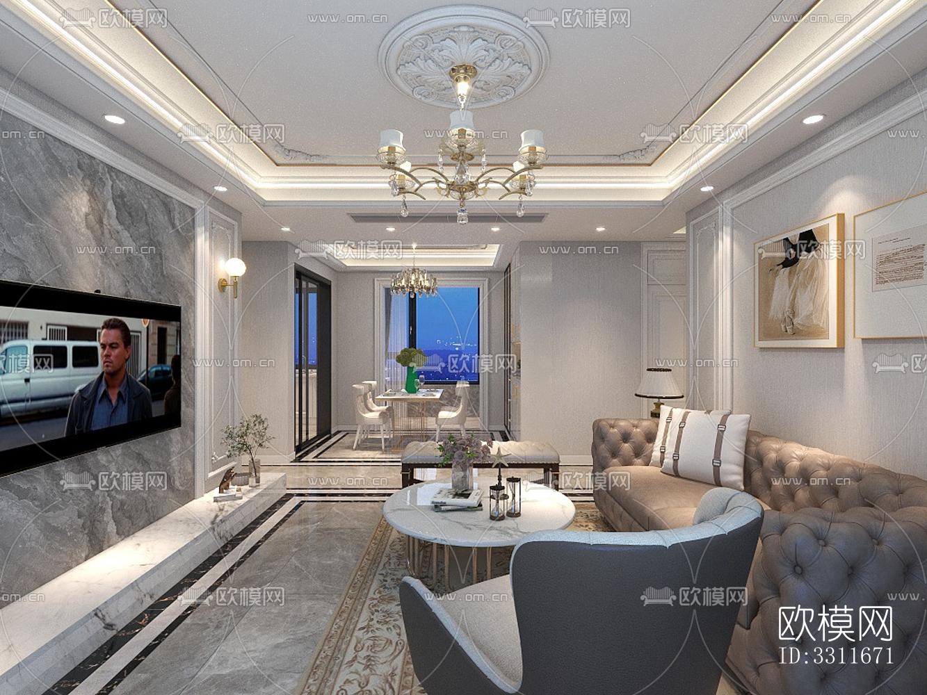 现代客餐厅效果图下载（渲染图5）