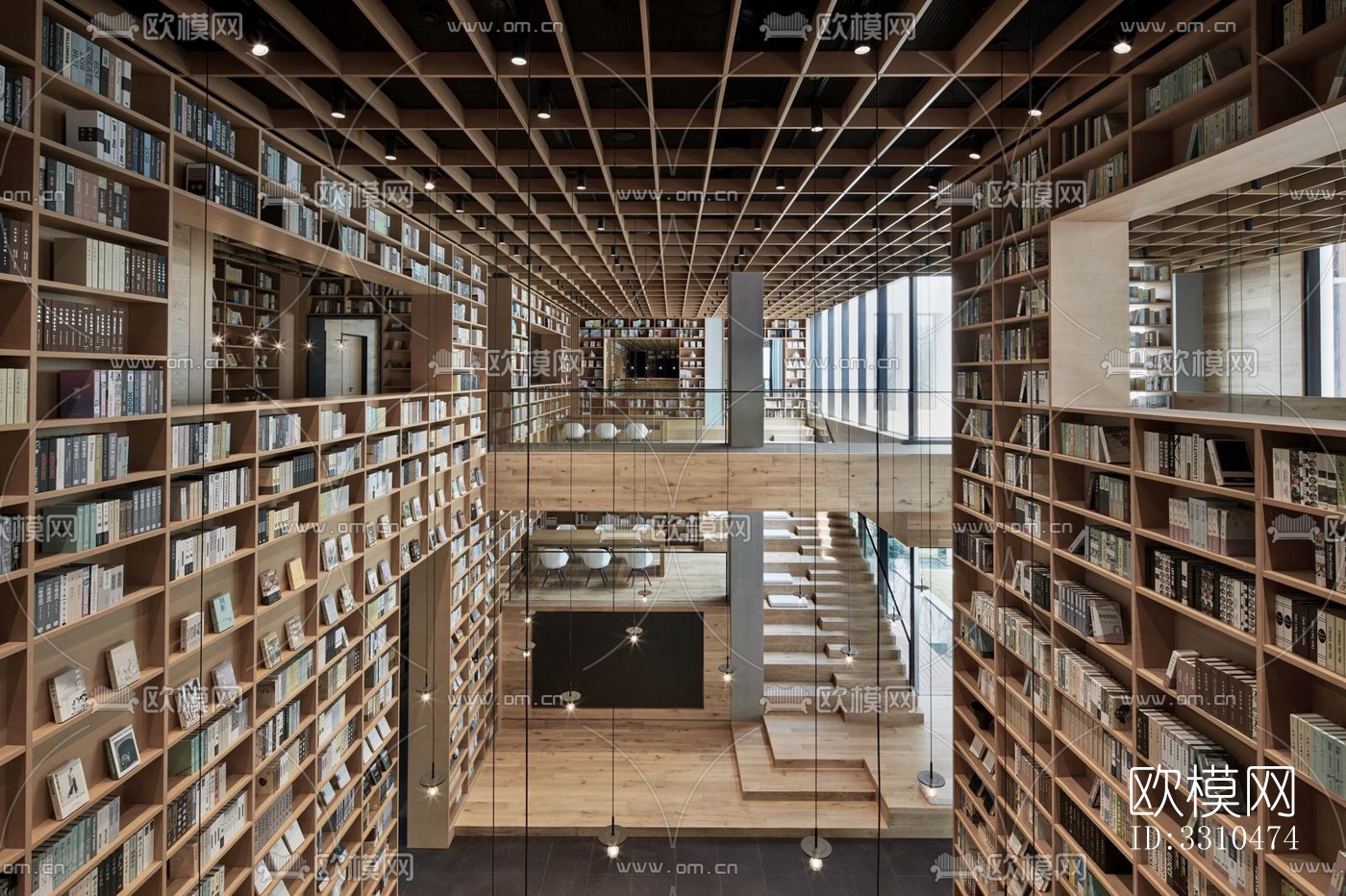 现代图书馆效果图下载（渲染图3）