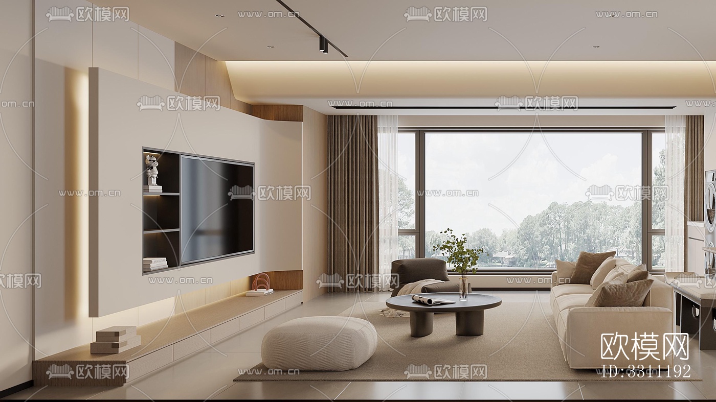 现代客餐厅效果图下载（渲染图4）