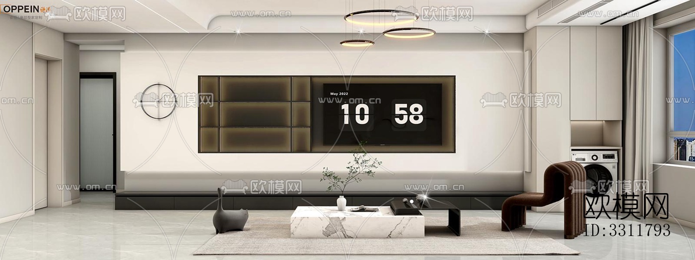 现代客餐厅效果图下载（渲染图7）