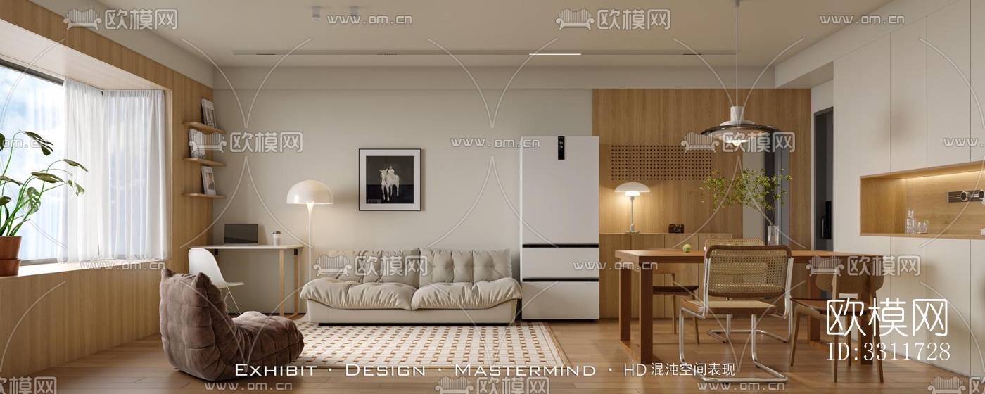 现代客餐厅效果图下载（渲染图4）