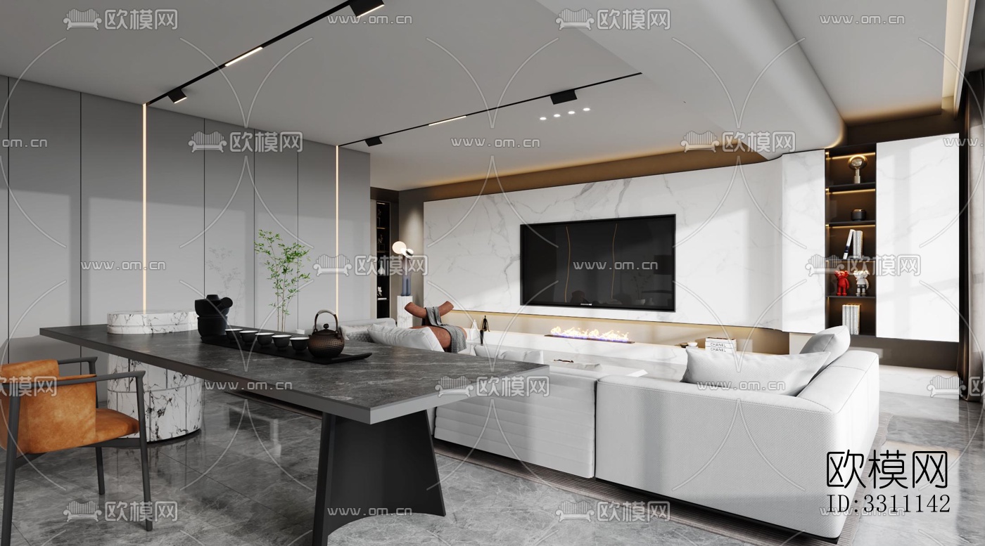 现代客餐厅效果图下载（渲染图3）